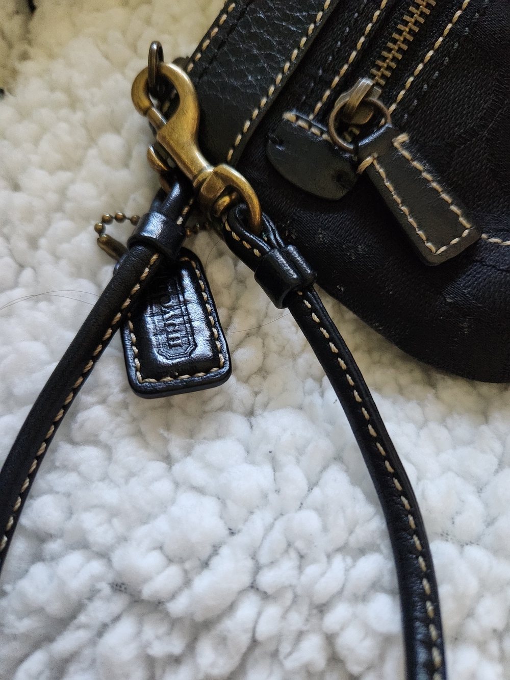 Coach Black Canvas Wristlet with Contrast Stitching - Picture 6 of 10